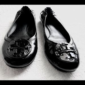 Tory Burch Minnie Travel Flat W. Pow Size 8 Black